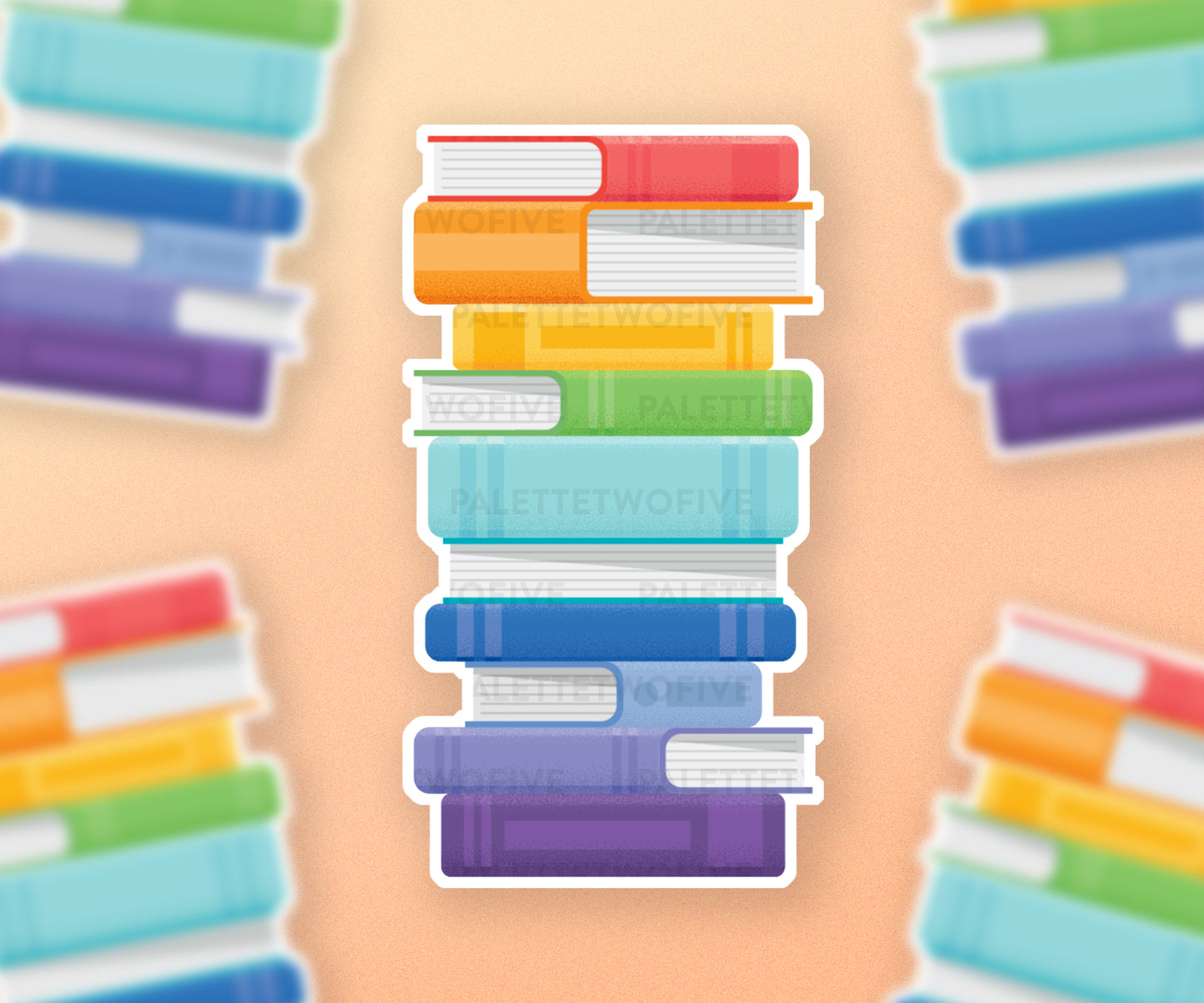 Rainbow Stack of Books Sticker