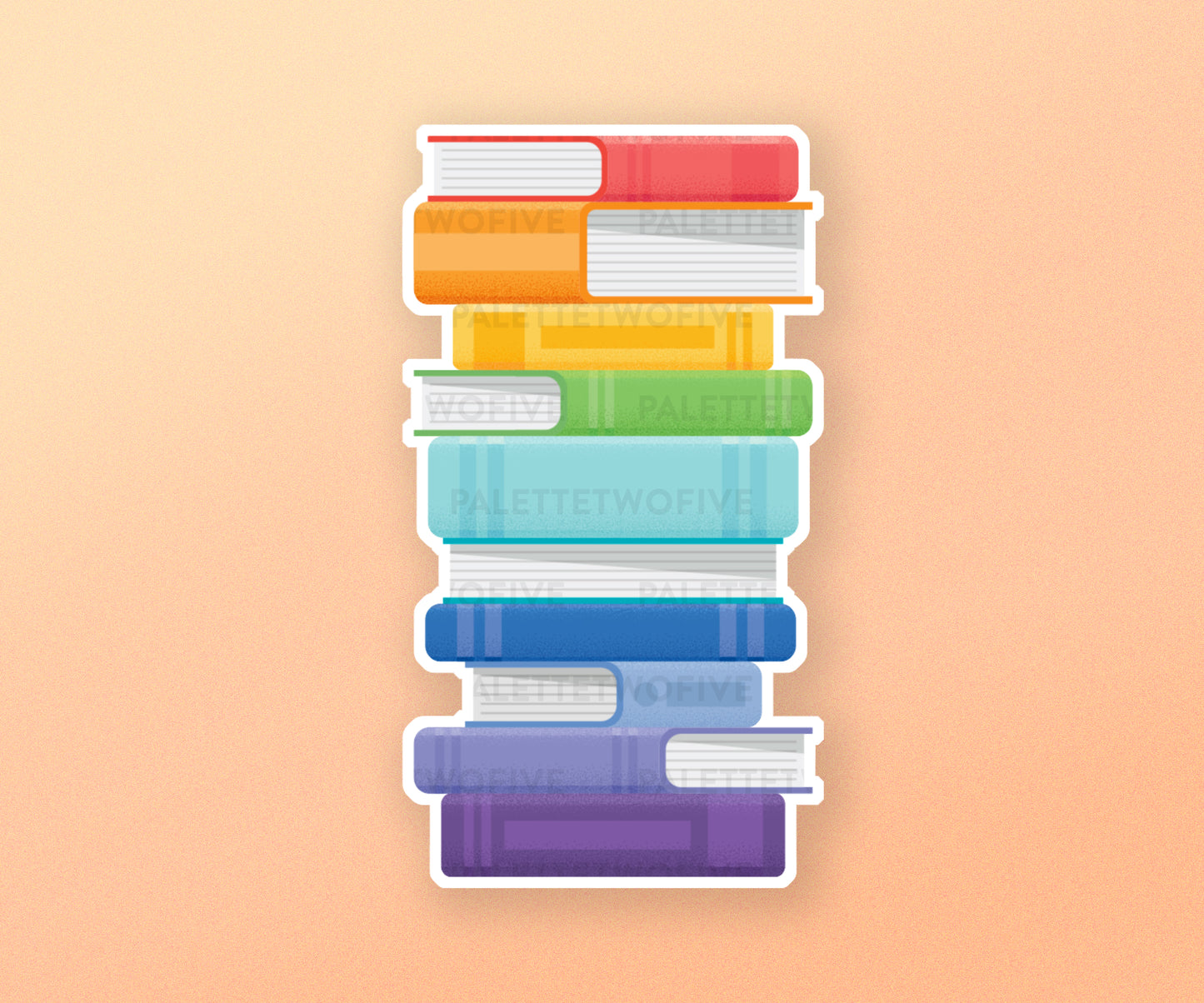 Rainbow Stack of Books Sticker