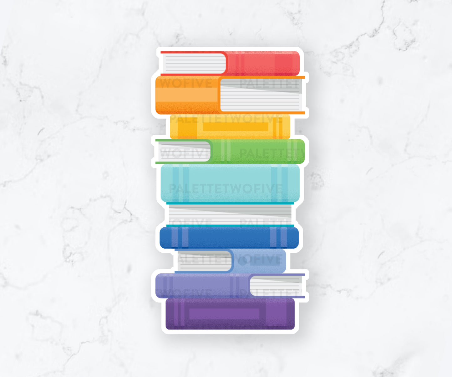 Rainbow Stack of Books Sticker